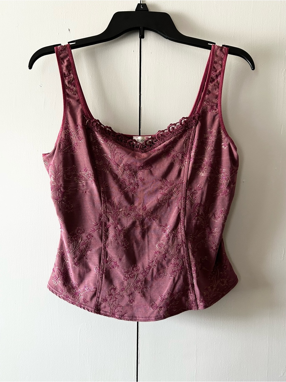 Vintage Arianne Lace-Trim Satin Camisole in Deep Dusty Rose